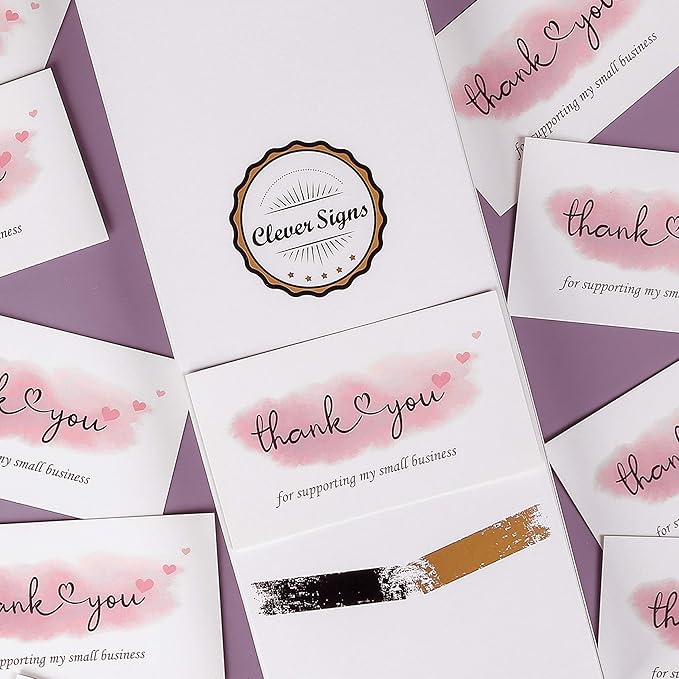 200 Thank You For Supporting My Small Business Cards, Elegant and Professional Design, 2" x 3.5", Recommended for Online Retailers, Small Business Owners and Local Stores