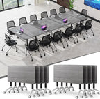 JEHUJD Conference Table,55.1''Folding Conference Room Table for 4-12 People,Mobile Flip Top MeetingTraining Table with Different Coulor and Styles for Offices, Classrooms,Meeting Room (8, 70.8''F)