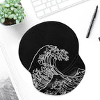 ITNRSIIET Ergonomic Mouse Pad with Gel Wrist Support Small Wrist Rest Smooth Surface Non-Slip PU Base Comfortable Office Supplies Pain Relief, 8.7 x 7.2 inches, Rolling Wave