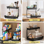 AMEDELE Under Sink Organizer,2 Tier Pull Out Adjustable Height Under Cabinet Storage,Under Sink Storage for Kitchen Bathroom Cabinet(1 Pack)