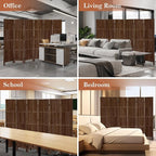 Leesinwing Wood Room Divider 6 Panel Folding Privacy Screen, Classic 5.6Ft Indoor Wooden Partition, Portable Partition Wall Divider for Room Separation, Home, Office, Bedroom, Restaurant (Brown)