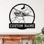 Personalized Metal Airplane Wall Art, Airplane Name Sign, Customized Pilot Name Sign, Airplane Hangar Sign Decor, Aviation Home Office Decor, Large Outdoor Decor, Pilot Gifts, Aircraft Lovers Gift