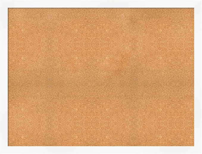 Amanti Art Natural Cork Board for Wall, 39x51 Vision Board with White Frame, Oversize Corkboard Office Decor for Home Organization, Modern Corkboard Pinboard to Display Items for Home Organization in