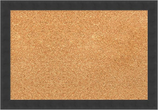 Amanti Art Natural Cork Board for Wall, 14x20 Vision Board with Black Wood Frame, Small Corkboard Office Decor for Home Organization, Modern Corkboard Pinboard to Display Items for Home Organization
