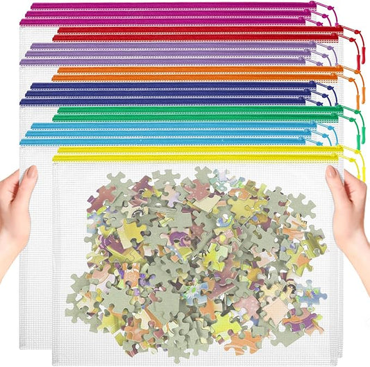 20pcs A3 17x12 Inches Extra Large Zipper Bags, Reusable Mesh Pouches for Office Supplies, Classroom Organization