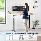 VIVO Electric 71 x 30 in Standing Desk, Memory Height Adjustment, 1B Series, Holds 220 lbs, White and Light Wood Top, Black Frame, DESK-KIT-1B7WC