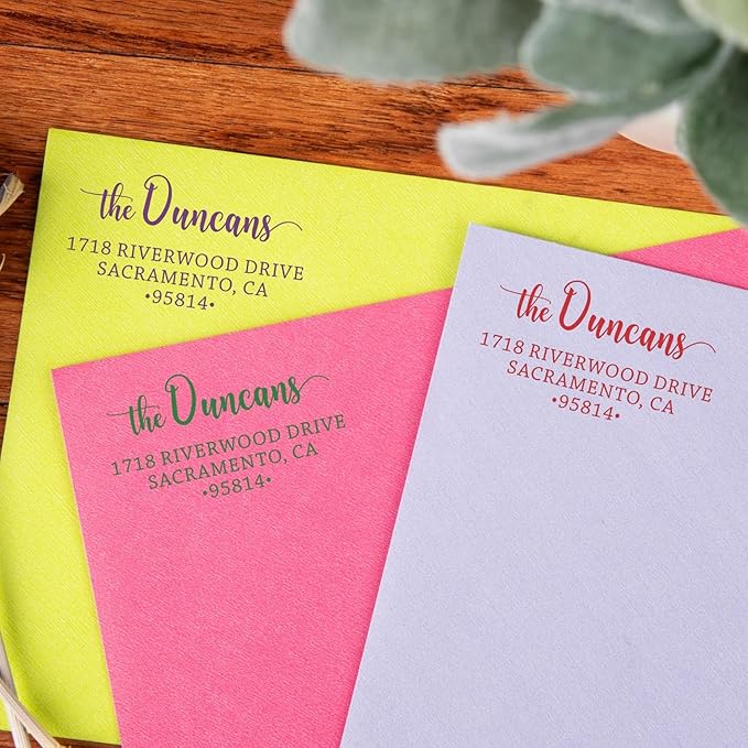 The Duncans Personalized Self-Inking Address Stamp | Envelope Return Address Stamp for Couples and Families | Custom Rubber Address Stamp (2, Xtra Wide)