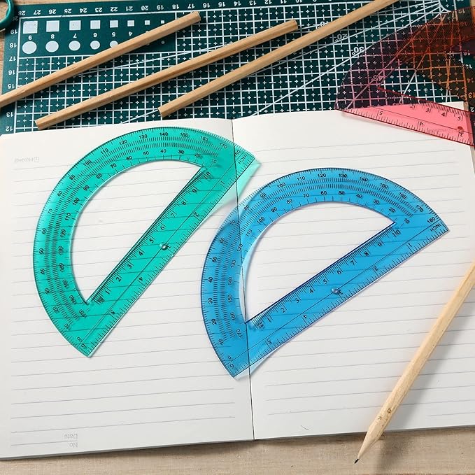 Zonon 200 Pieces Protractors Bulk Plastic 180 Degrees 6 Inch Translucent Protractors for Geometry, Angle Measurement, Students School Supplies