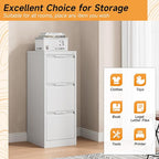 Bestoo 3-Drawer File Cabinet with Lock, Metal Filing Cabinet for Home Office, Vertical Filing Storage Cabinets, Fits File Folders, Letter/Legal/F4/A4 Size, Assembly Required (White)