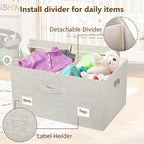 Graciadeco 75 Quart Extra Large Decorative Collapsible Storage Bins with Lids, 1 Pack Beige Stackable Boxes