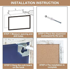 Cork Bulletin Board, 48 X 32 Inches White Framed Message Vision Board, Large Wall Mounted Notice Memo Pin Board with 28 Push Pins