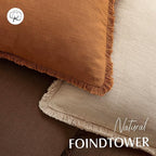 Foindtower Set of 2 Decorative Linen Fringe Throw Pillow Covers Cozy Boho Farmhouse Cushion Cover with Tassels Soft Accent Pillowcase for Couch Sofa Bed Living Room Home Decor, 16×16 Inch, Orange