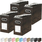 Oterri Cardboard File Organizer Box for Hanging File Folders Letter Size,File Box for Computer Desk,File Cabinet,Working Home,Office,Classroom (Brown Wood Grain Print, Letter Size - 4 Packs)