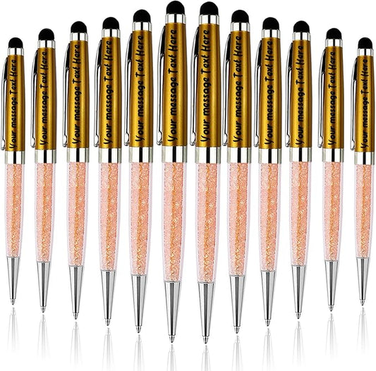 Yastar Personalized Pens with Stylus Tip - FREE PERSONALIZATION - Customized Stylus Ballpoint Pens with Your Name,Text,Message for Business,Graduation,Anniversaries-Custom Gift 12pcs/Pack