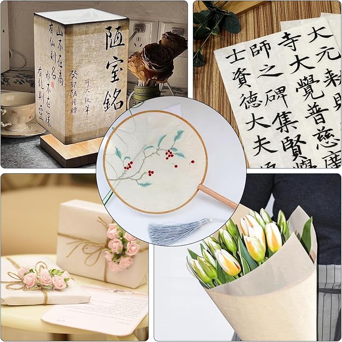 100 Sheets FIVEIZERO A4 Mulberry Paper Sheets Natural Fiber Rice Paper,8.3 x 11.7in Natural Decoupage Tissue Papers for Writing Painting, Decorative Papers, Card MakingPapers DIY Craft