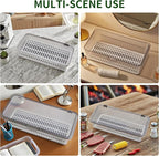 AHGUEP Silverware Organizer with Lid and Drainer - Plastic Kitchen Drawer Organizer for Forks Spoons Knives, Stackable Utensil Storage Container, Space-Saving Cutlery Tray (10.6 x 4.7 x 2.8 inch) (2)
