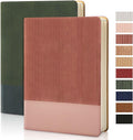 TSFPapier Lined Journal Notebook for Work College Ruled Note Book 5.79"x8.27" A5 PU Leather Daily Journaling 216 Pages for Women Men Writing Home School Supplies Business (Darkgreen/Darkpink)