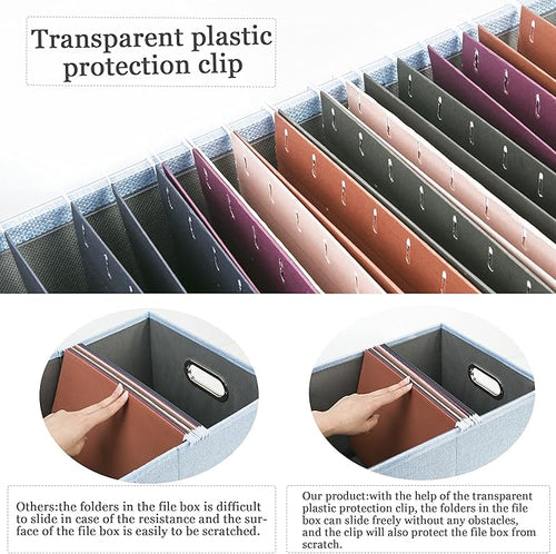 2 Pack File Storage Organizer, Filing Box, Portable File Box with Lid, Fit for Letter/Legal File Folder Storage, Document Organizer, Sky-blue