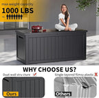 Yardgrace Heavy-Duty 270 Gallon Waterproof Deck Storage Box, Outdoor Storage for Garden & Patio, Lockable Resin Storage Chest for Pool Accessories, UV-Resistant, Onyx Black