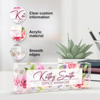 Personalized Name Plate for Desk, Custom Desk Name Plate, Acrylic Name Plate Office Desk Accessories, Personalized Office Gifts for Coworkers Teachers, Employee Appreciation Gifts (A-Watercolor)
