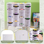 Sunnychicc 2 Pack 60 Grids Ink Pad Storage Holder Stamp Organizer, Ink Pad Stamp Holder Storage Rack for Home Office Crafts School Supplies, White
