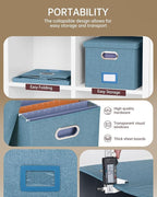 Oterri File Organizer with Lid, File Box, File Cabinet for Letter File Folder Storage, Hanging File Organizer for Office/Decor/Home,Document Organizer, 1 Pack,Dark-Blue-Box Only