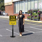 INNOVSIGN Heavy Duty Cast Iron Sign Post With 12" Diameter Bottom Round Base, 48" Movable Stand for Hanging Signs