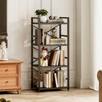Homeiju Black Bookshelf, 4 Tier Small Bookcase, Black Metal Small Bookcase, Book Shelf Organization and Storage for Living Room, Bedroom, and Home Office