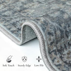 GENIMO Runner Rug 2'6''x6 Non Slip Machine Washable Vintage Hallway Runner Rug, Low Pile Lightweight Rugs for Entryway, Hallway, Kitchen and Corridor, Ashen Taupe
