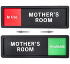 Mother's Room Sign – Privacy In Use / Available Slide Switch Sign, Premium Durable Acrylic Material, Super Strong Self-Adhesive, Quick Installation, Suitable For Your Home And Business ( 9×3 Inches, Black)