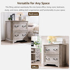 T4TREAM 34" Lateral File Cabinet with 2 Drawers, Farmhouse Filing Cabinet with 34" Wide Wooden Tabletop & Smooth Rails, Holds Letter/Legal, Hexagonal Design & Framed Drawer Fronts, Light Rustic Oak