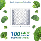 Amiff Silver Thermal Bubble Mailer, 6 x 6 Inches. 100 Pack Metallic Bubble Mailers. Self-Seal Insulated Mailers for Cold Shipping. Padded Envelopes Waterproof. Thermal Bag for Food, Cosmetics