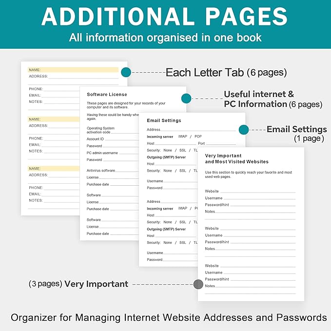 ZXHQ Address Book with Colorful Alphabetical Tabs (8.4" x 5.8") - Address Books for Seniors Hardcover Telephone and Contact Organizer, with Space for Important Website Passwords - Blue