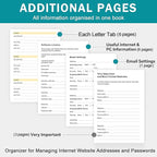 Address Book with Colorful Alphabetical Tabs (8.4" x 5.8") - Hardcover Telephone and Contact Organizer, with Space for Important Website Passwords and Software Licenses - Brown