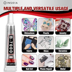 B7000 Rhinestone Glue Clear 15 PCS 15ml – Strong Transparent No Trace Jewelry Glue Kit with Precision Tip, Quick Dry Multi-Purpose Adhesive for Making Nail Makeup Fabric Shoes Craft Phone Repair