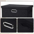 Graciadeco Large 17" 36 Quart Collapsible Stackable Storage Bins with Lids, 5 Packs Black Linen Fabric Closet Boxes with Lids, Storage Cube Baskets Container Organizers for Bedroom Office(17 x12 x11)