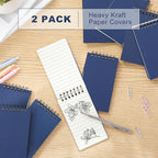 Tenceur 2 Pcs Pocket Notebook Bulk Small 3x5 Inch Spiral Notepads Mini Top Bound Notebook with Lined 120 Pages Ruled Memo Pads for Office College Nurse Essentials Back to School Gift (Blue)