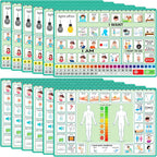 Geyoga 12 Pcs Nonverbal Communication Board, 16.73 x 11.22'' Patient Picture Symbol Communication Cards for Adults