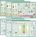 6 Pcs Communication Board for Nonverbal Adults Aphasia Colorful Picture Symbol Communication Cards for Patients Children(Green)