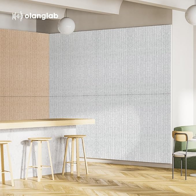 Olanglab Acoustic Wall Panels 10 Pack, 48 x 24 per Acoustic Panels Sound Absorbing, Decorative Sound Panels for Home Studio and Office, Silver Gray