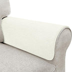 Couch Arm Covers, Sofa Arm Covers, Waterproof Armrest Cover for Sofa, Armchair, Loveseat, Non-Slip Recliner Arm Cover, Sofas Headrest Cover, Arm Chair Covers Set of 2 (Cream, 26"×26")