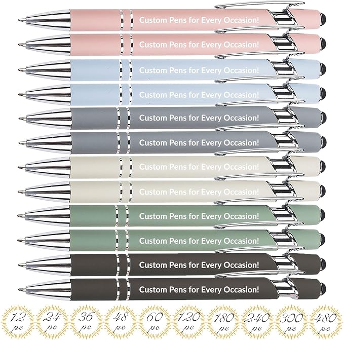 Personalized Custom Pens in Bulk – Engraved Black Ink Ballpoint Pens for Business Gifts, Customizable Writing Pens for Men and Women(Morandi)