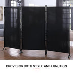 Proman Products - Galaxy Section Divider, Water Repellent Fabric Room Divider with Black Powder Coated Metal Frame for Indoors or Outdoors (Black)