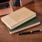 TSFPapier Lined Journal Notebook for Work College Ruled Note Book 5.79"x8.27" A5 PU Leather Daily Journaling 216 Pages for Women Men Writing Home School Supplies Business (Khaki/Green)