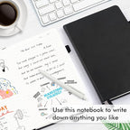 feela 18 Pack Journal Notebook for Work, Business Notebook Bulk Hardcover Lined Writing Journal with Pen Holder for Men Women Note Taking, with 18 Black Pens, 120 GSM, 5.1”x8.3”, A5, Black