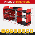 ERVNYNT 3 layers power tool organizer Loads 150lbs with 6 Cordless Drill Holder and 6 Outlet Power Strip,it’s good choice for husband birthday gift,red