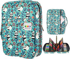 YOUSHARES Colored Pencil Case 220 Slots Pen Case Organizer With Handy Wrap & Zipper, Multilayer Holder for Prismacolor Colored Pencils & Gel Pen (Panda)
