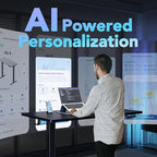 HUANUO One-Piece AI-Powered Electric Standing Desk, Smart APP, Compatible with Alexa & Google, Adjustable Height, 6 Memory Settings, Sedentary Reminder, Ergonomic Sit-Stand Desk, 48-inch, Black