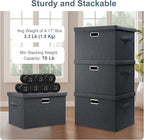 Graciadeco Large 17" 36 Quart Collapsible Stackable Storage Bins with Lids, 3 Packs Dark Gray Foldable Fabric Closet Storage Boxes with Lids, Heavy-duty Linen Cube Baskets(17x12x11)