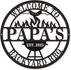 Personalized BBQ Grill Sign Custom Metal Outdoor Kitchen Decor Grill Master Name Sign Backyard Barbecue Zone Sign for Patio Man Cave Grilling Area Gifts for Him